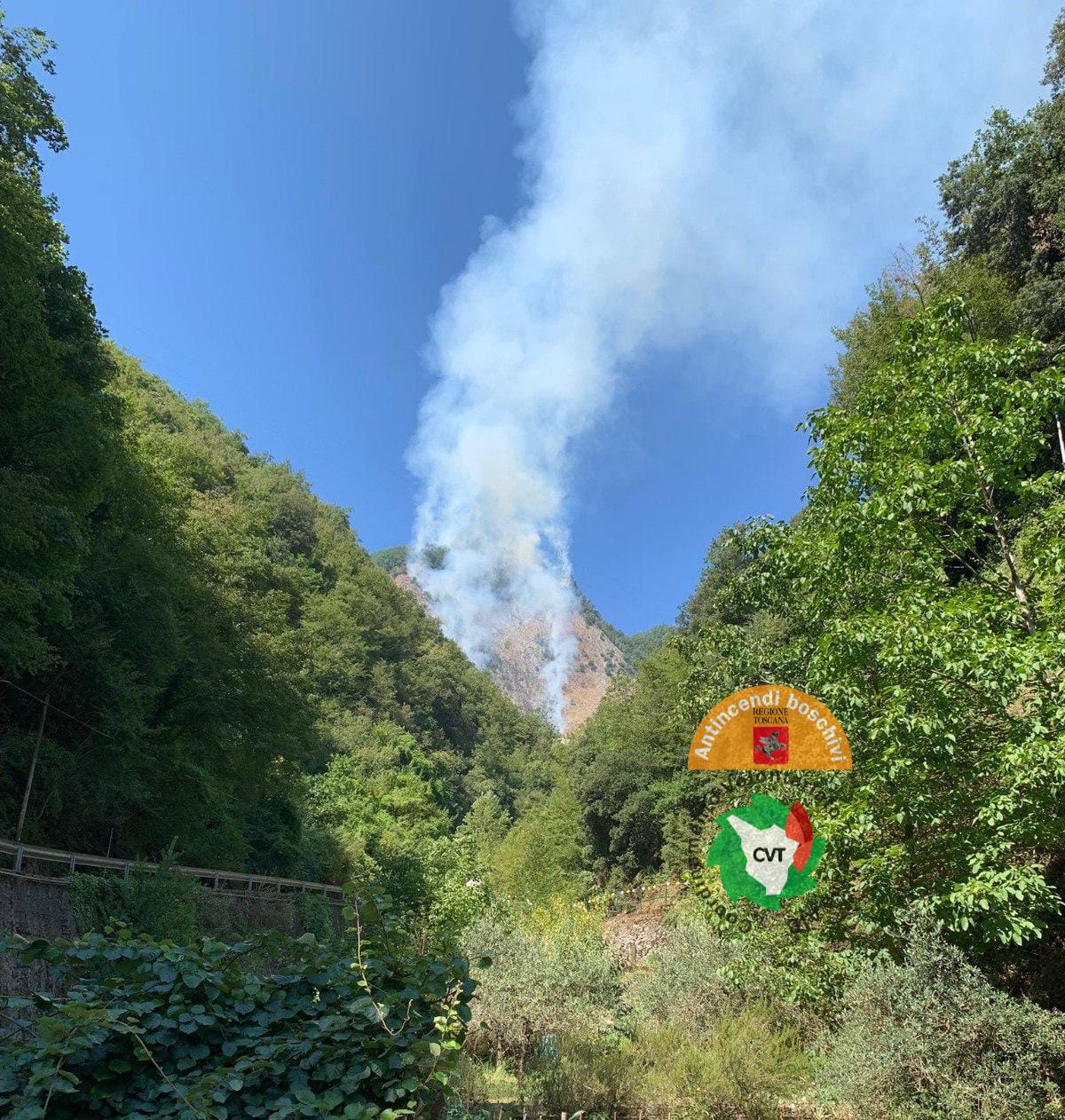 Immagine Incendio boschivo a Colonnata, sulle Apuane, nel comune di Carrara